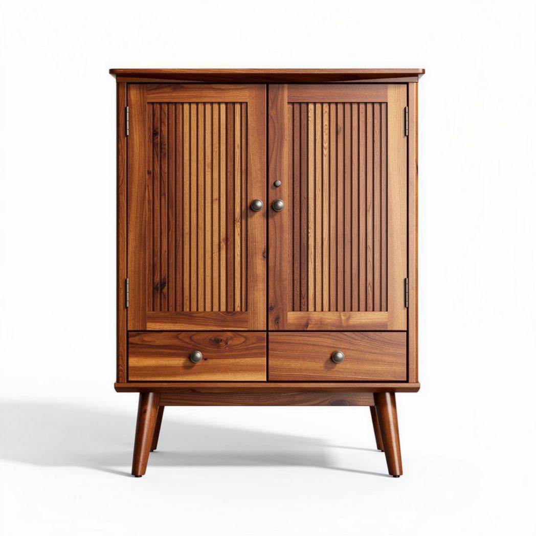 Houten kast met twee deuren en lade 80 x 40 x 100 cm naturel bruin