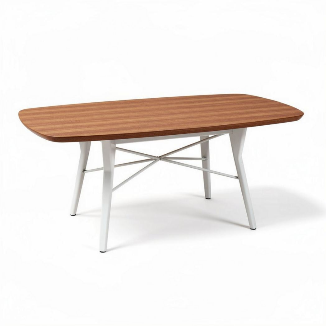 Eettafel van hout en metaal in bruin en wit 150 x 90 x 75cm