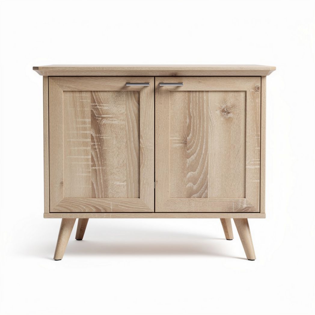 Houten kast met twee deuren en poten afmetingen 80 x 40 x 70cm naturel