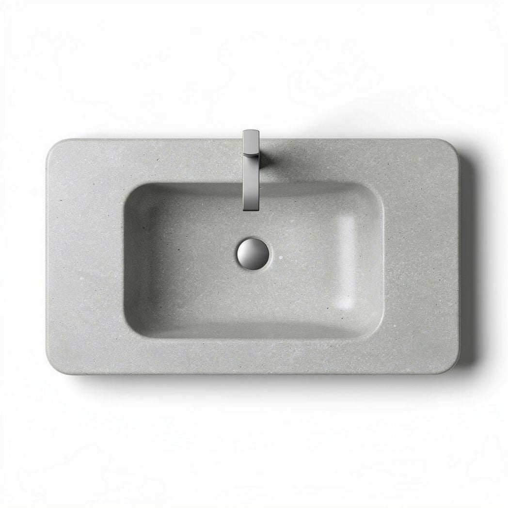 Rectangular wastafel van beton met afgeronde hoeken 70 x 40 x 10cm