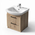 Waskom met houten kast en twee lades in natuurlijk eiken 60 x 45 x 85cm