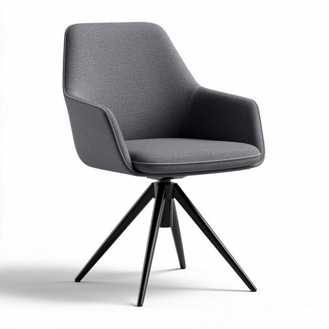 Gestoffeerde draaistoel met een metalen voet in antraciet 60 x 60 x 85cm