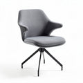 Eetkamerstoel grijs met stof bekleding en zwart metalen onderstel 60 x 60 x 85cm