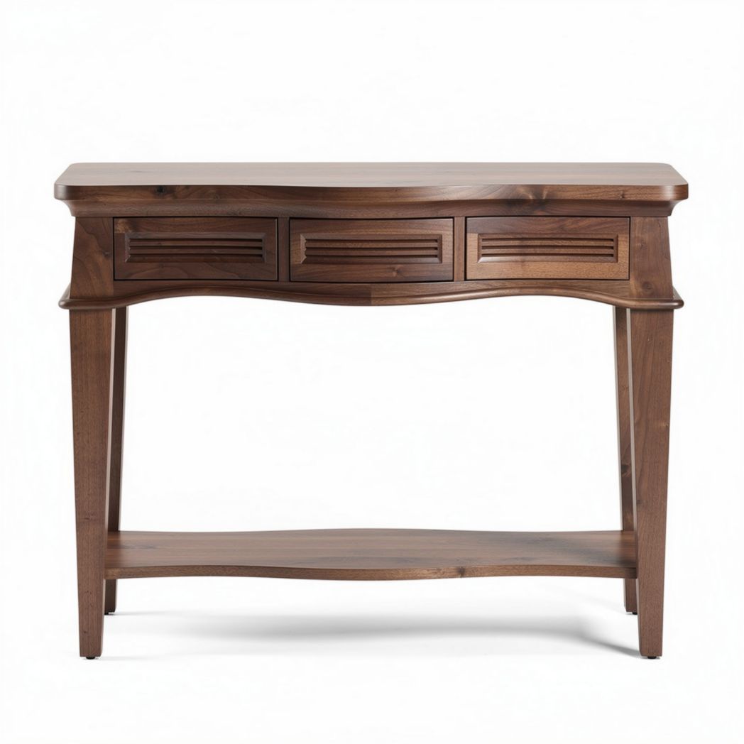 Houten console tafel met drie lades 120 x 40 x 80cm bruin